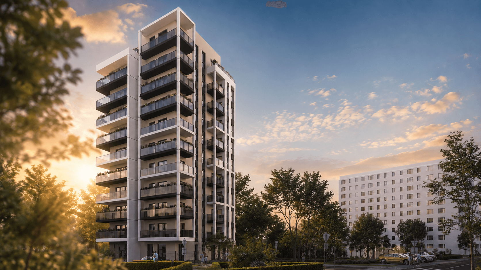 Hi Tower — wizualizacja Apartamentu 033, Łódź Ozorkowska 28