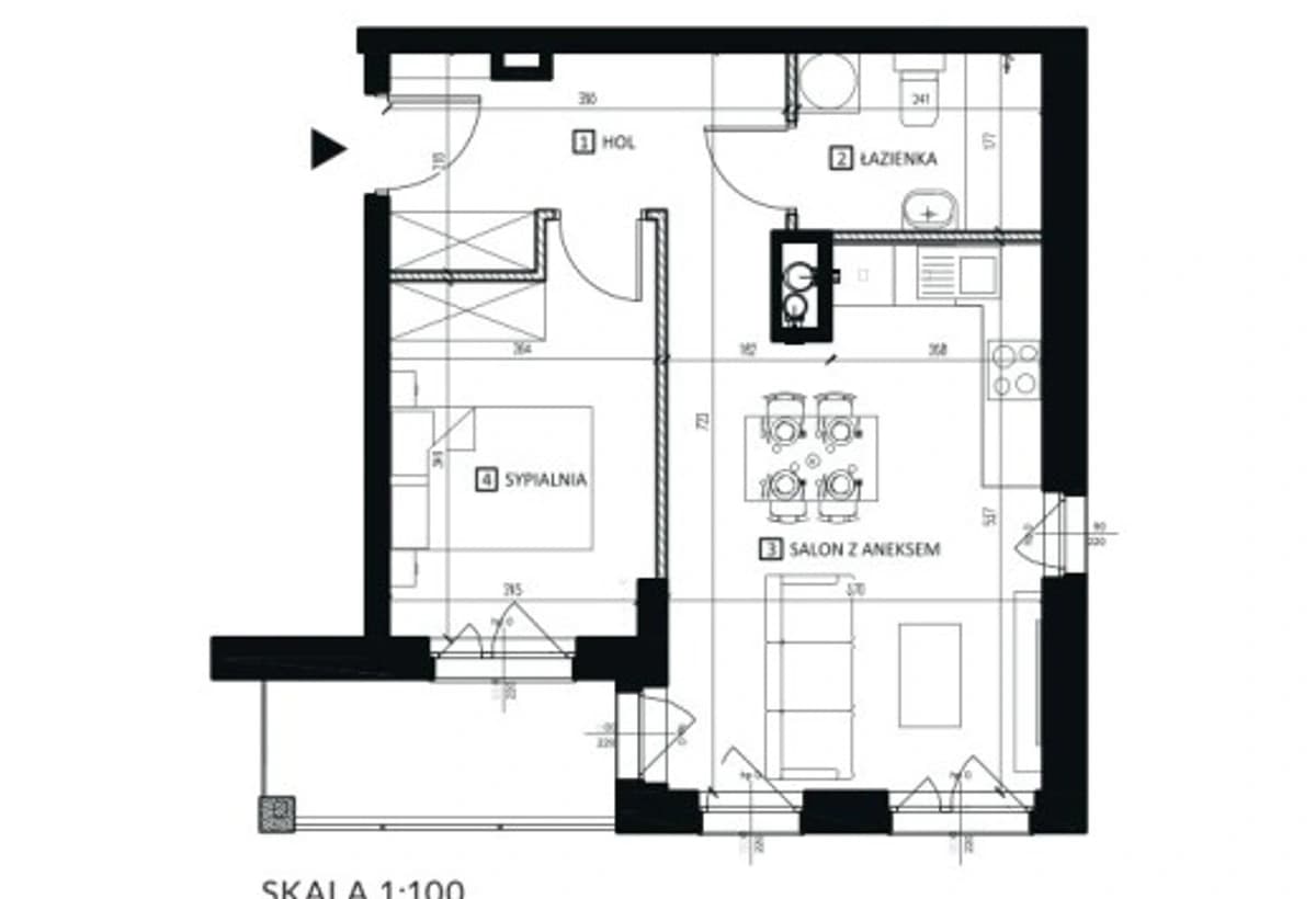 Rzut układu 40 m²