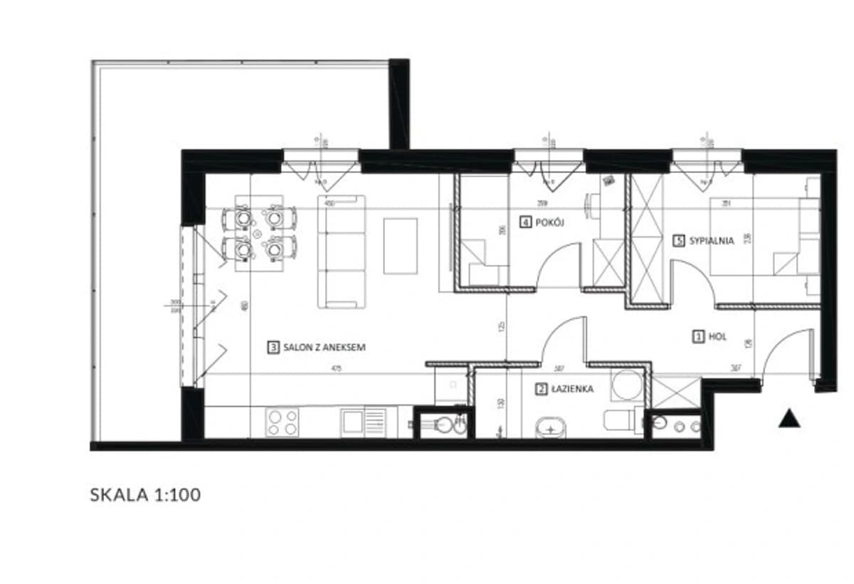 Rzut układu 48 m²